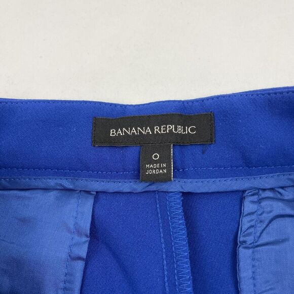 Banana Republic Royal Blue Scalloped Hem Dress Shorts Size 0 Flat Front Stretch - Picture 4 of 6